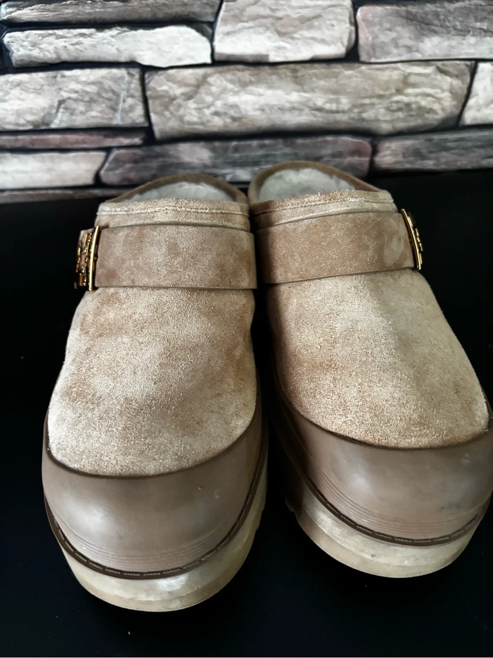 Tory Burch Mellow Shearling Platform Mules